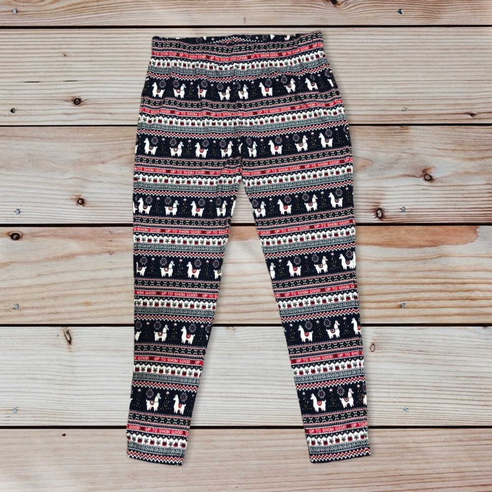 Women's Llama Christmas Leggings Fairisle Pattern